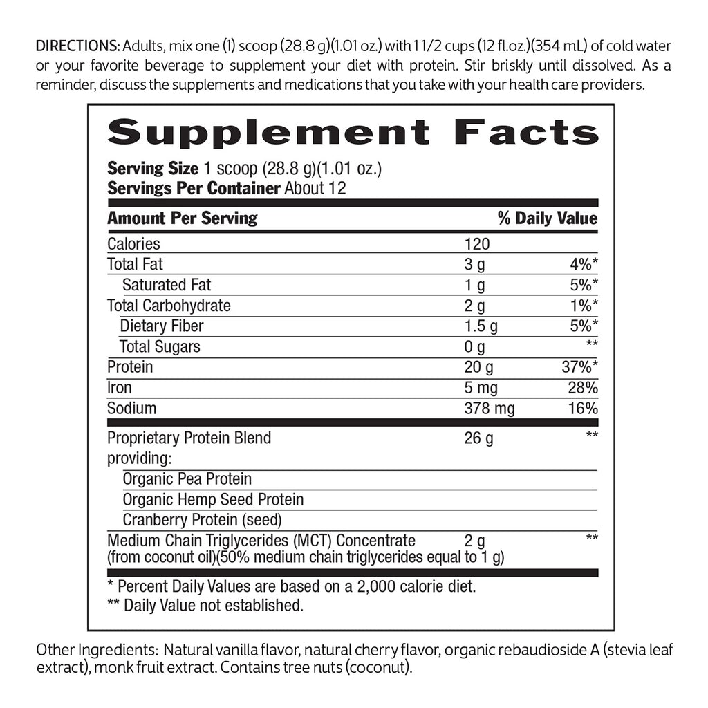Vegan Vanilla Protein Powder 12.2 oz B398