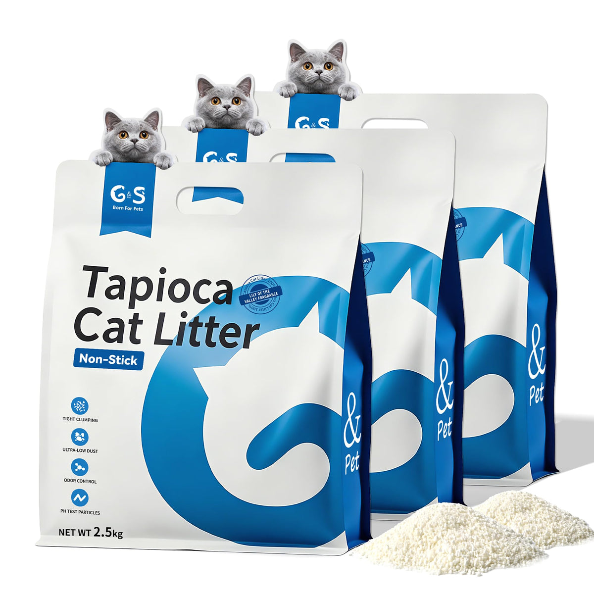Tapioca Cat Litter Rapid Clumping 5.5lb × 3 Bags S914