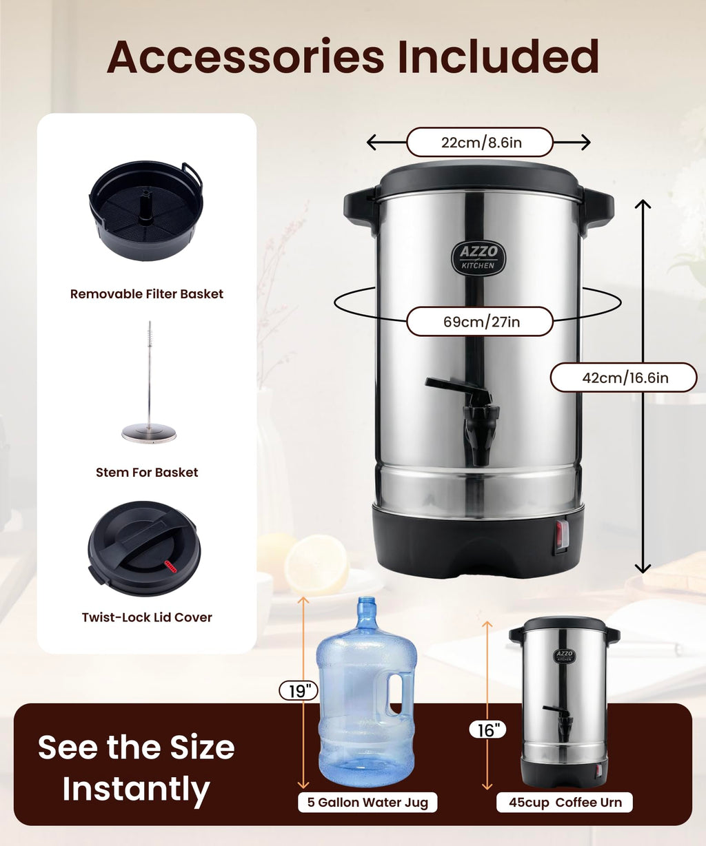 45-Cup Stainless Steel Electric Coffee Urn F390005