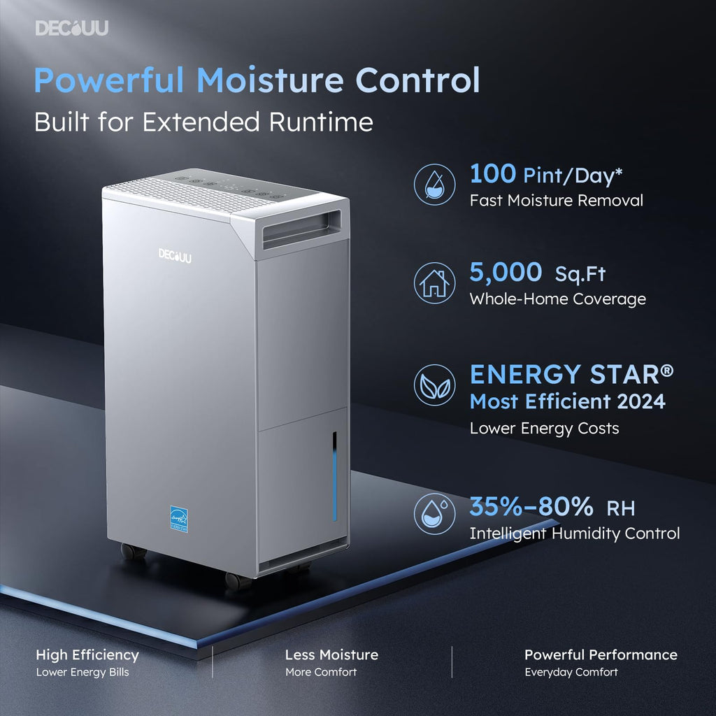 5000 Sq.Ft 100 Pint Dehumidifier with Drain Hose N735