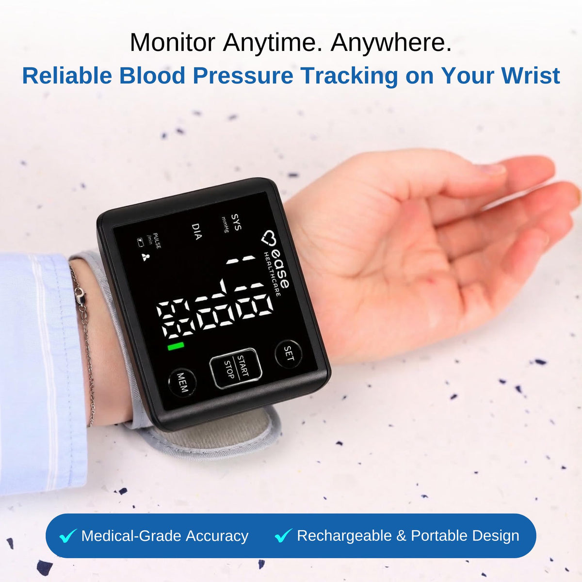 Rechargeable Wrist Blood Pressure Monitor with LED Display S911016