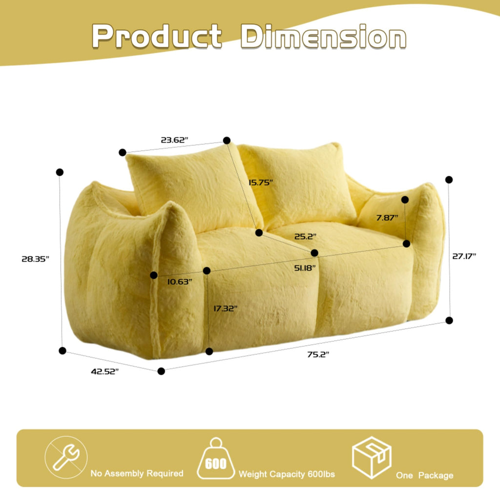 Oversized Faux Fur Memory Foam Bean Bag Sofa F3976