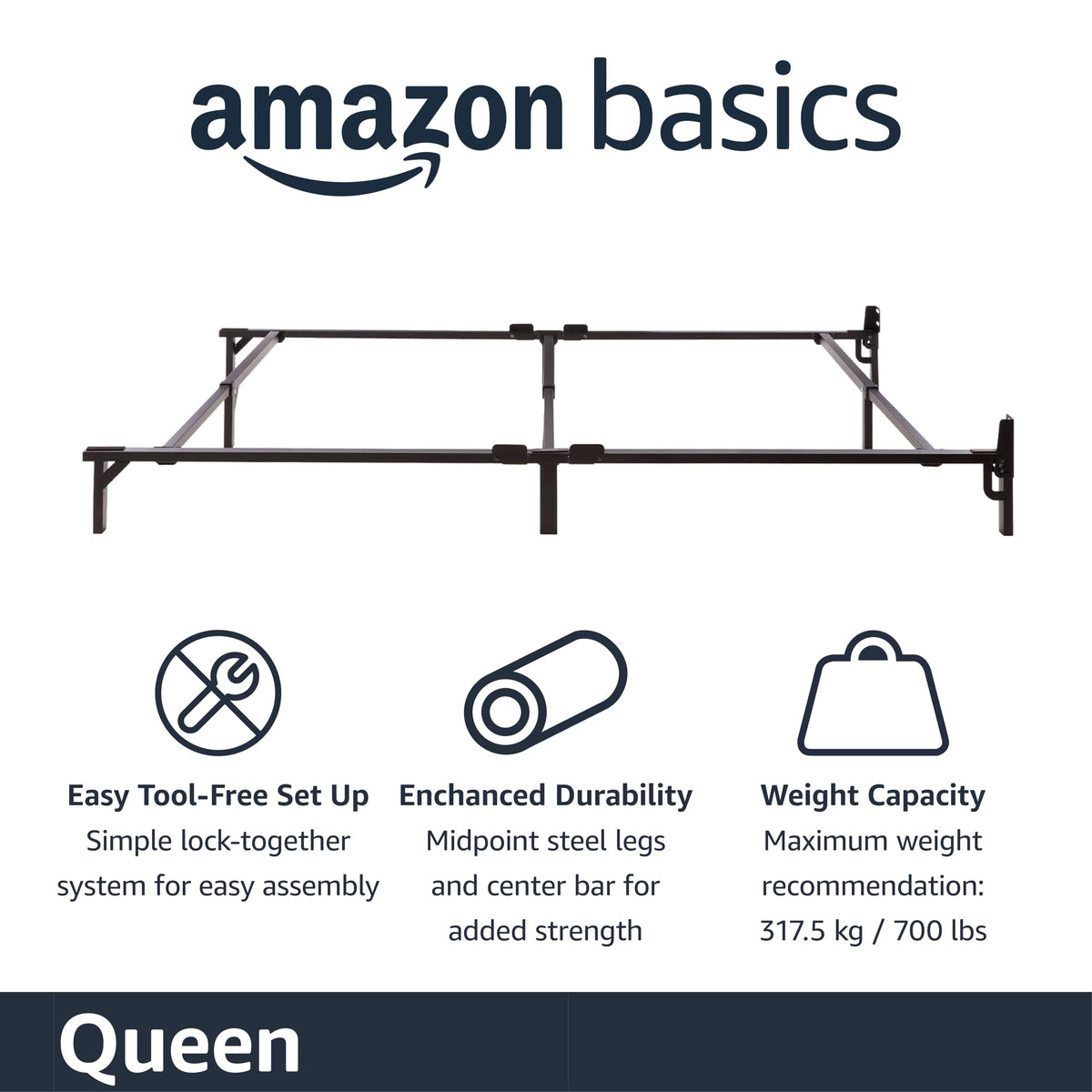 Queen Size Black Metal Bed Frame L925325