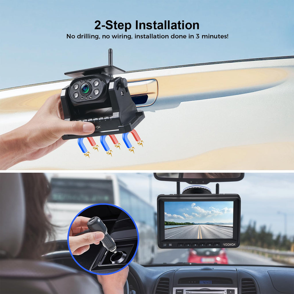 Magnetic Wireless Backup Camera with 7'' HD 1080P DVR Monitor System O53903