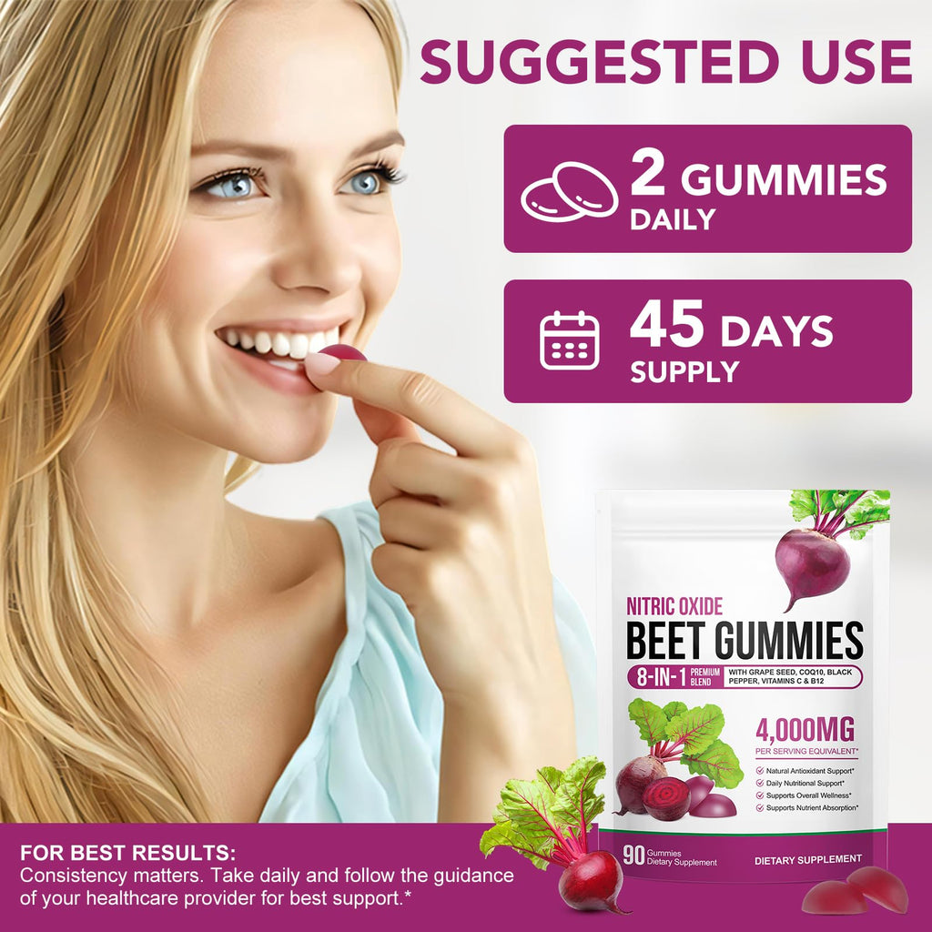 Beet Root Gummies with CoQ10 90 Soft Chews O924