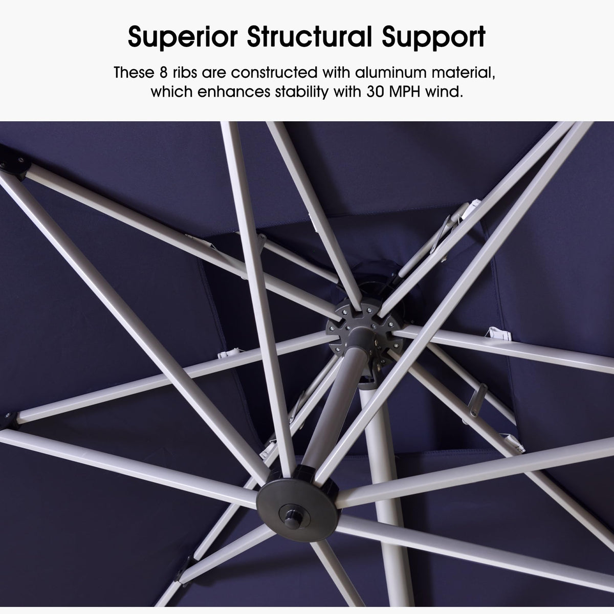 Navy Blue 10 FT Cantilever Patio Umbrella with Base X795