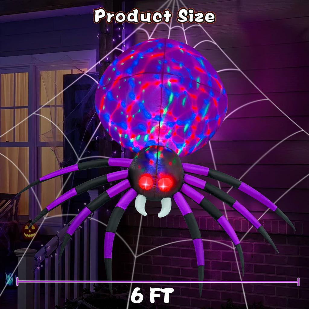 6 FT Inflatable Spider Outdoor Decoration with LED Lights M95684