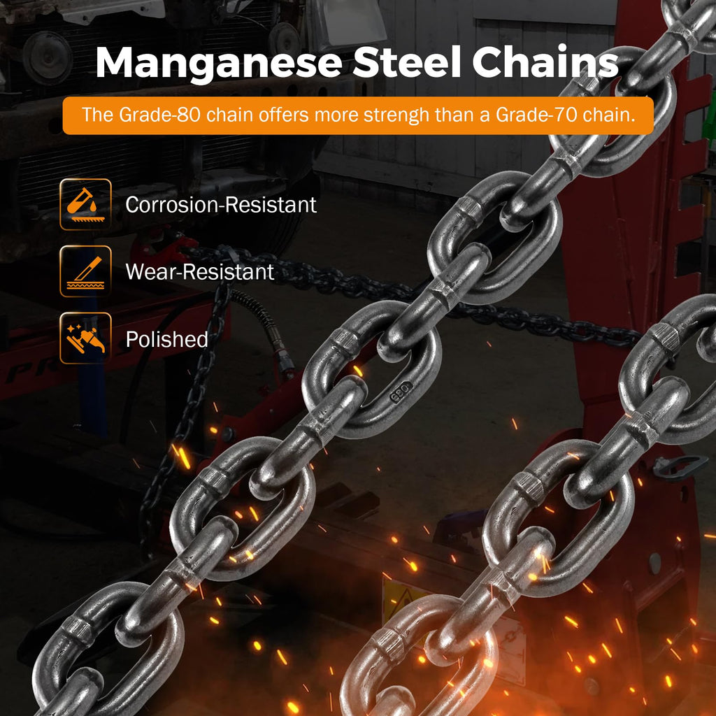 3/8 Inch 10Ft Tow Chain with Double Slip Hooks L647