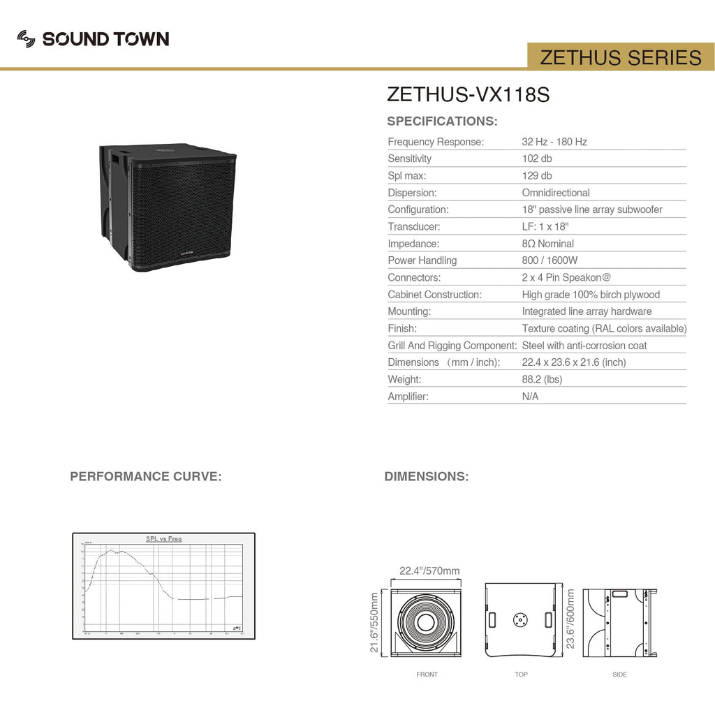 18” 1600W Line Array Subwoofer M89365