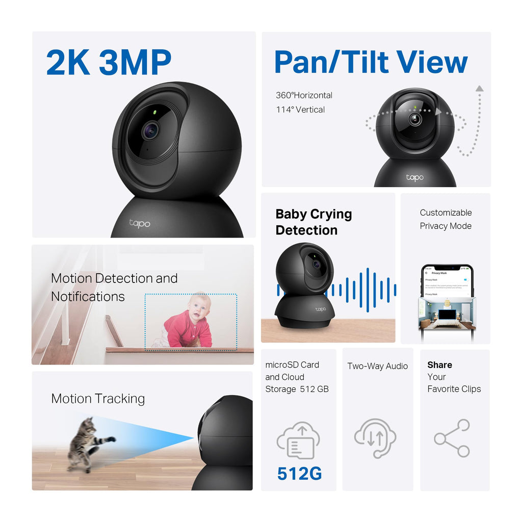 2K Pan Tilt Security Camera 2-Pack B385483