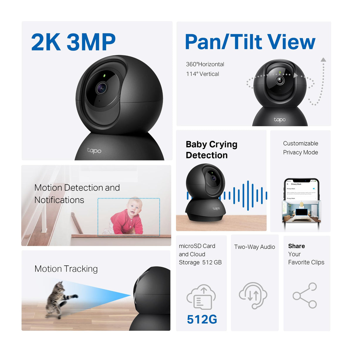 2K Pan Tilt Security Camera 2-Pack B385483