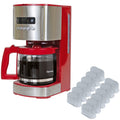 12 Cup Programmable Drip Coffee Maker, Red and Stainless Steel, 12 Pack Charcoal Water Filter R99781
