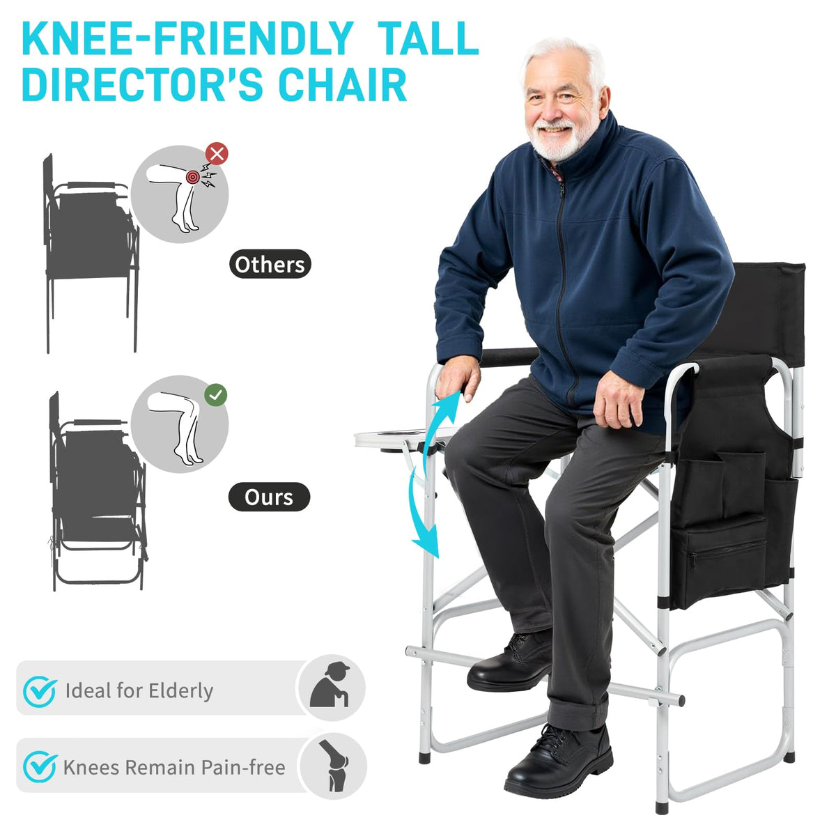 26" Tall Black Folding Directors Chair Z42770