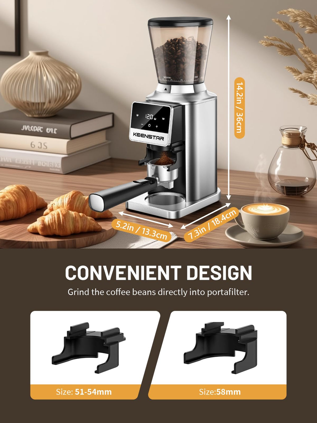 Conical Burr Coffee Grinder with Touch Screen 34 Grind F450