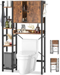 Over The Toilet Storage Cabinet with Doors, 7 Tier Bathroom Organizer with Adjustable Shelf U90317