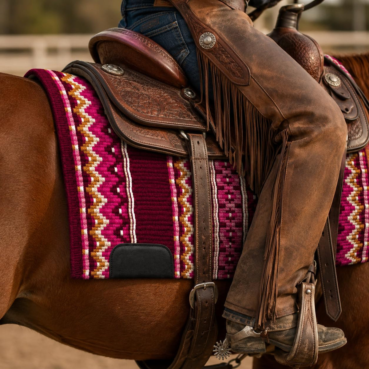 Burgundy Pink Tribal Horse Saddle Pad Y3350