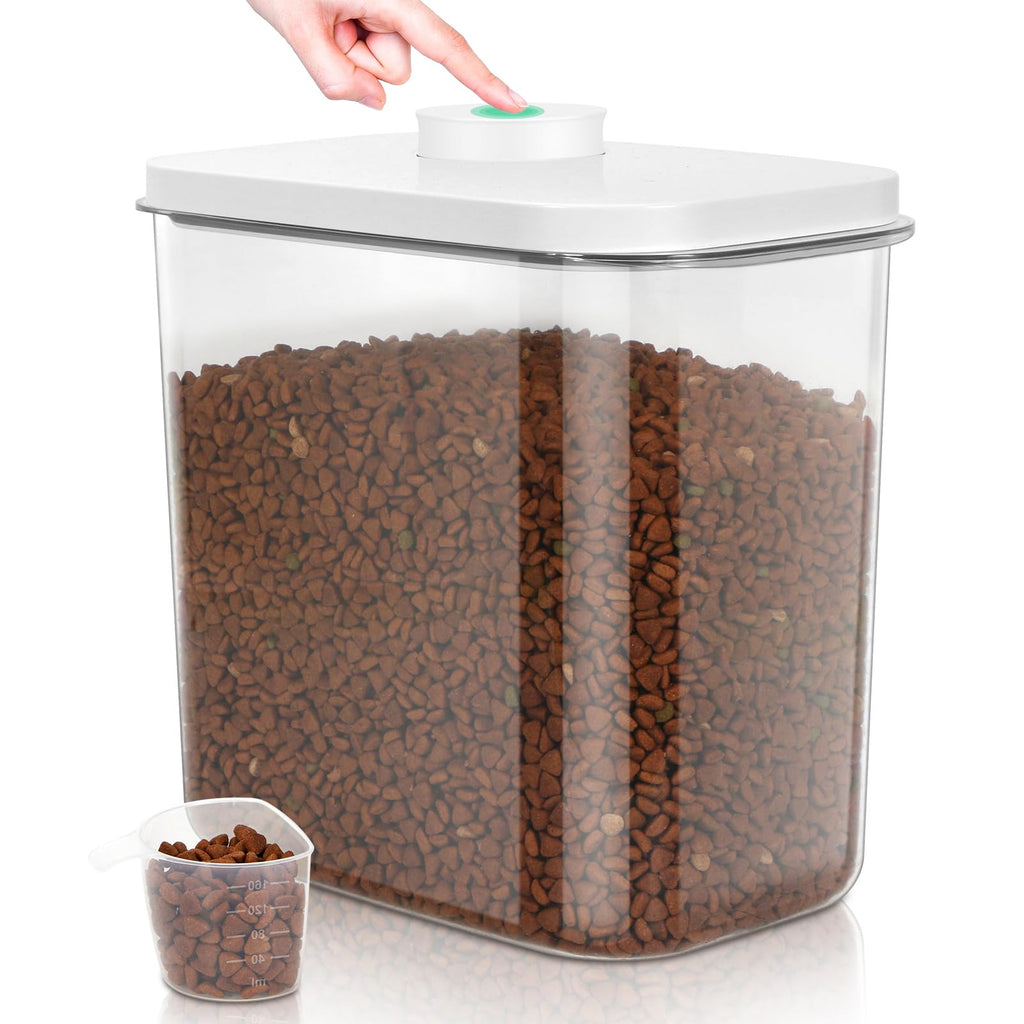 Dog Cat Food Storage Container with Handles, Stackable Pop Up Lids I73972