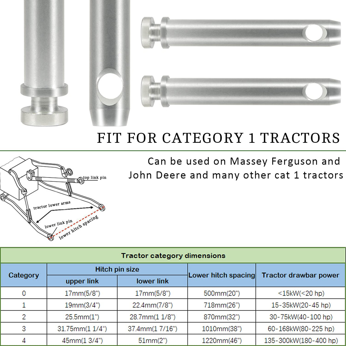 4 Pack Cat 1 Top Link Pin 3/4" x 5-1/2" W331
