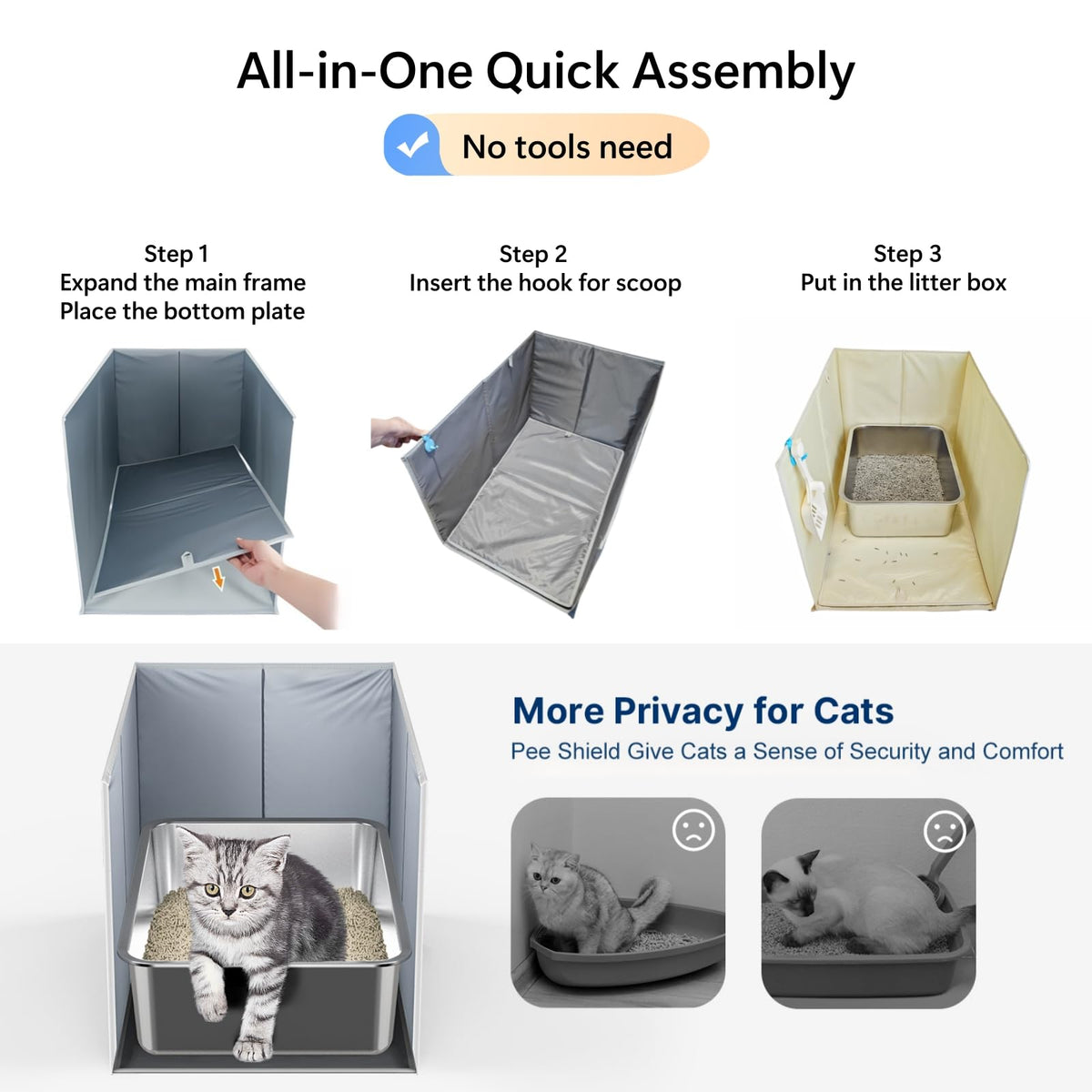 Extra Large Open Top High Sided Cat Litter Box Enclosure H3994
