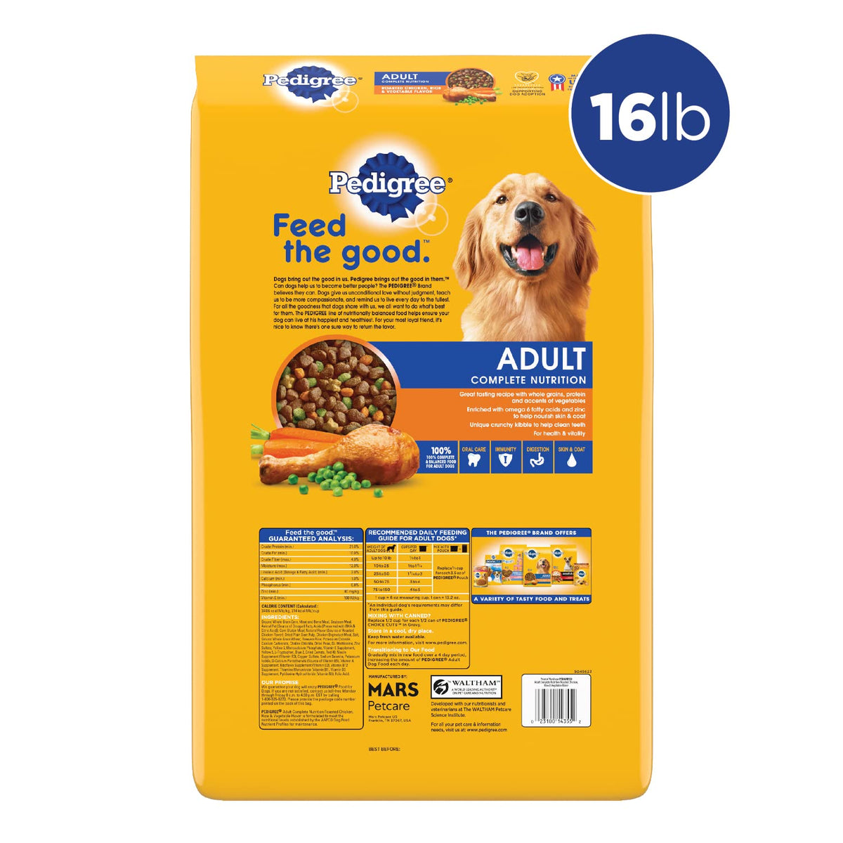 Adult Dry Dog Food Roasted Chicken Rice & Vegetable Flavor Kibble 16 lb. Bag B24801