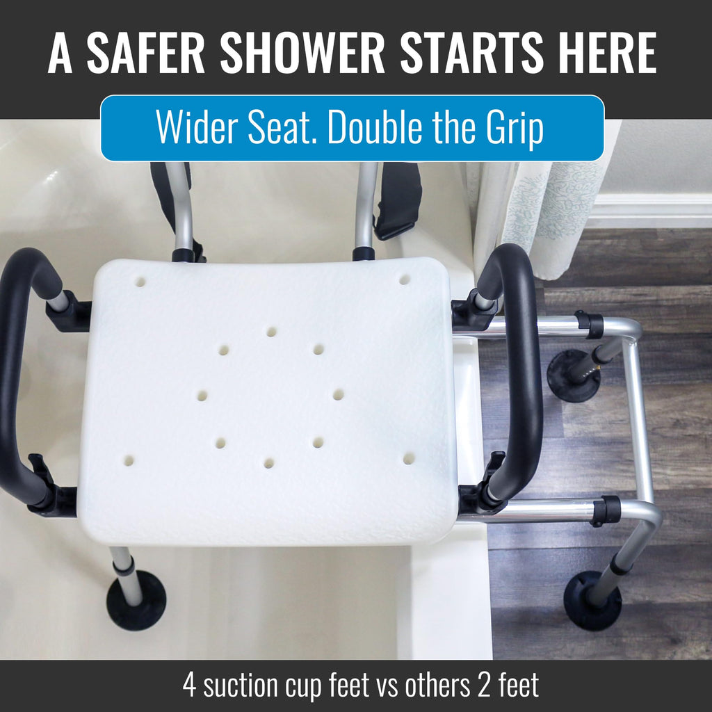 Extra-Wide 360lb Capacity Non-Slip Padded Shower Chair & Transfer Bench D55495