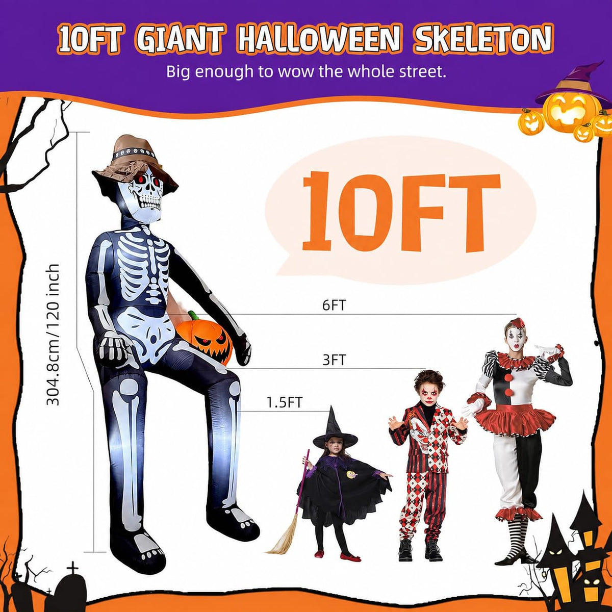 10FT Halloween Inflatable Skeleton J395