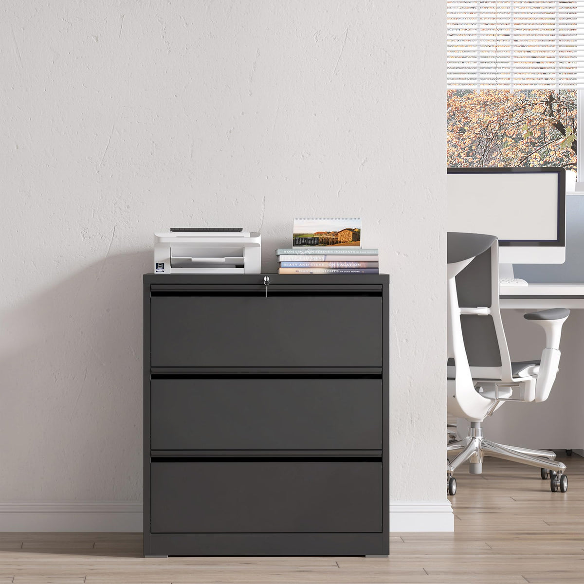 3 Drawer Metal File Cabinet with Lock W8695