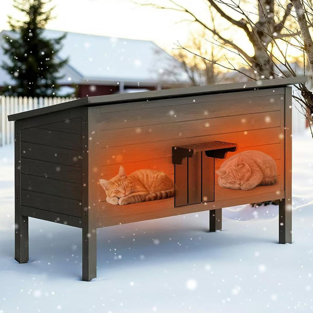Insulated Weatherproof Wooden Outdoor Cat House P88259