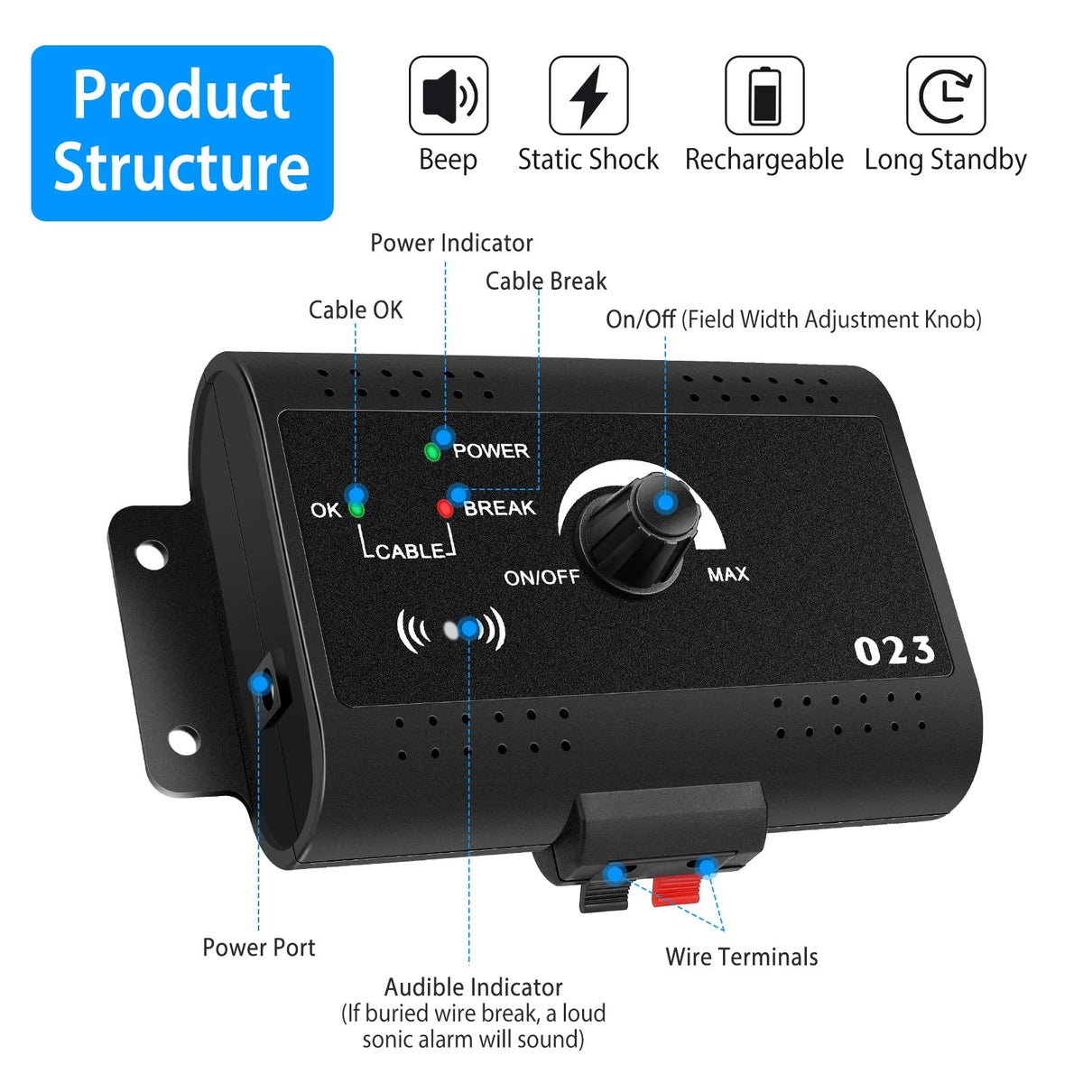 Electric Dog Fence System with 2 Waterproof Collar T6271
