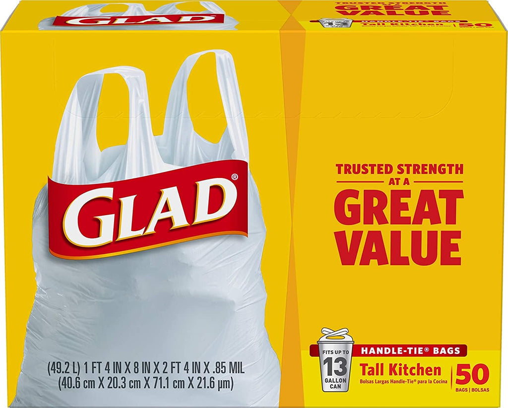 13 Gal. Tall Kitchen Handle-Tie Bags 50 ct Pack of 4 X930110