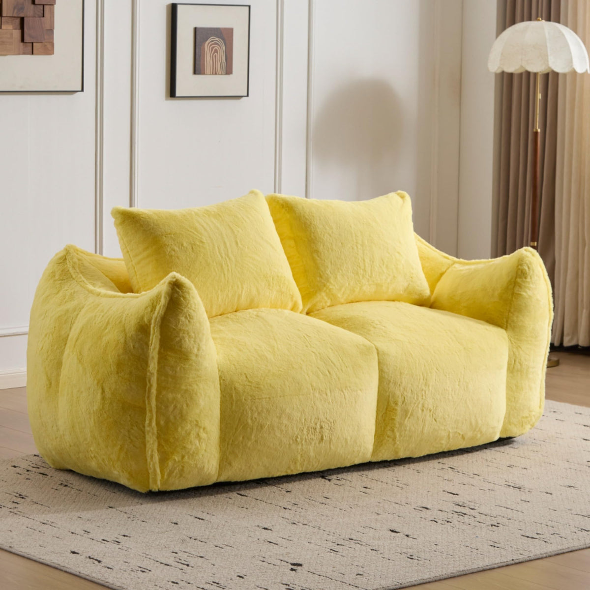 Oversized Faux Fur Memory Foam Bean Bag Sofa F3976