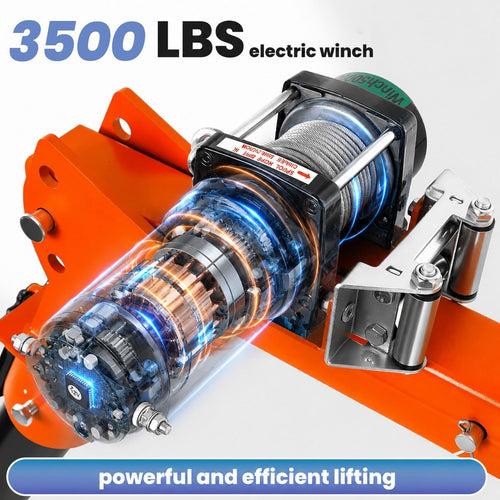 1100 LBS Truck Bed Crane with 3500 LBS 12V Electric Winch Q50826