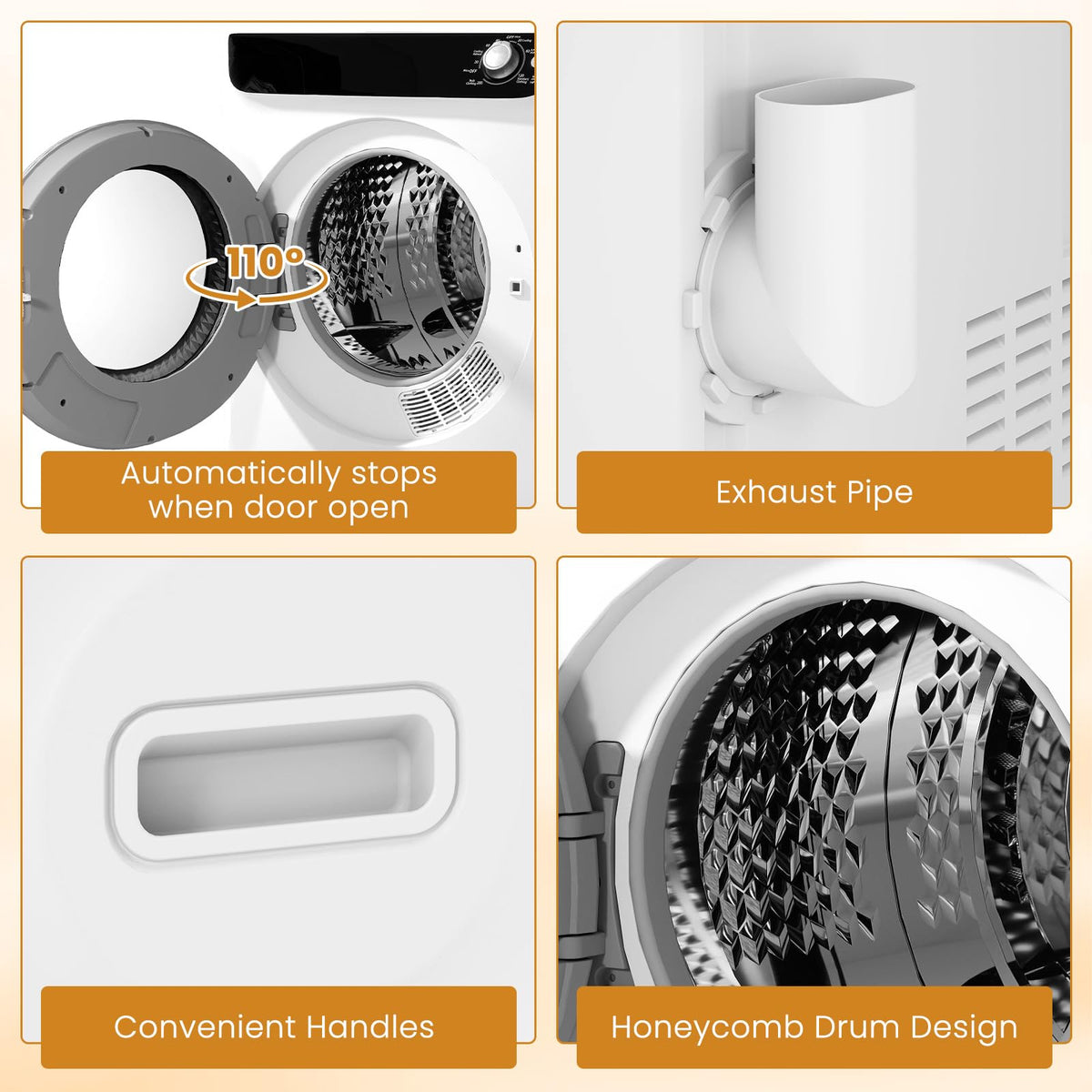 2.6 CU. FT. White Compact Electric Clothes Dryer with Stainless Steel Tub R87360