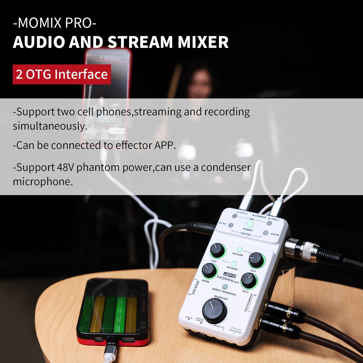 Portable Rechargeable USB Audio Interface with 48V Phantom Power U68320