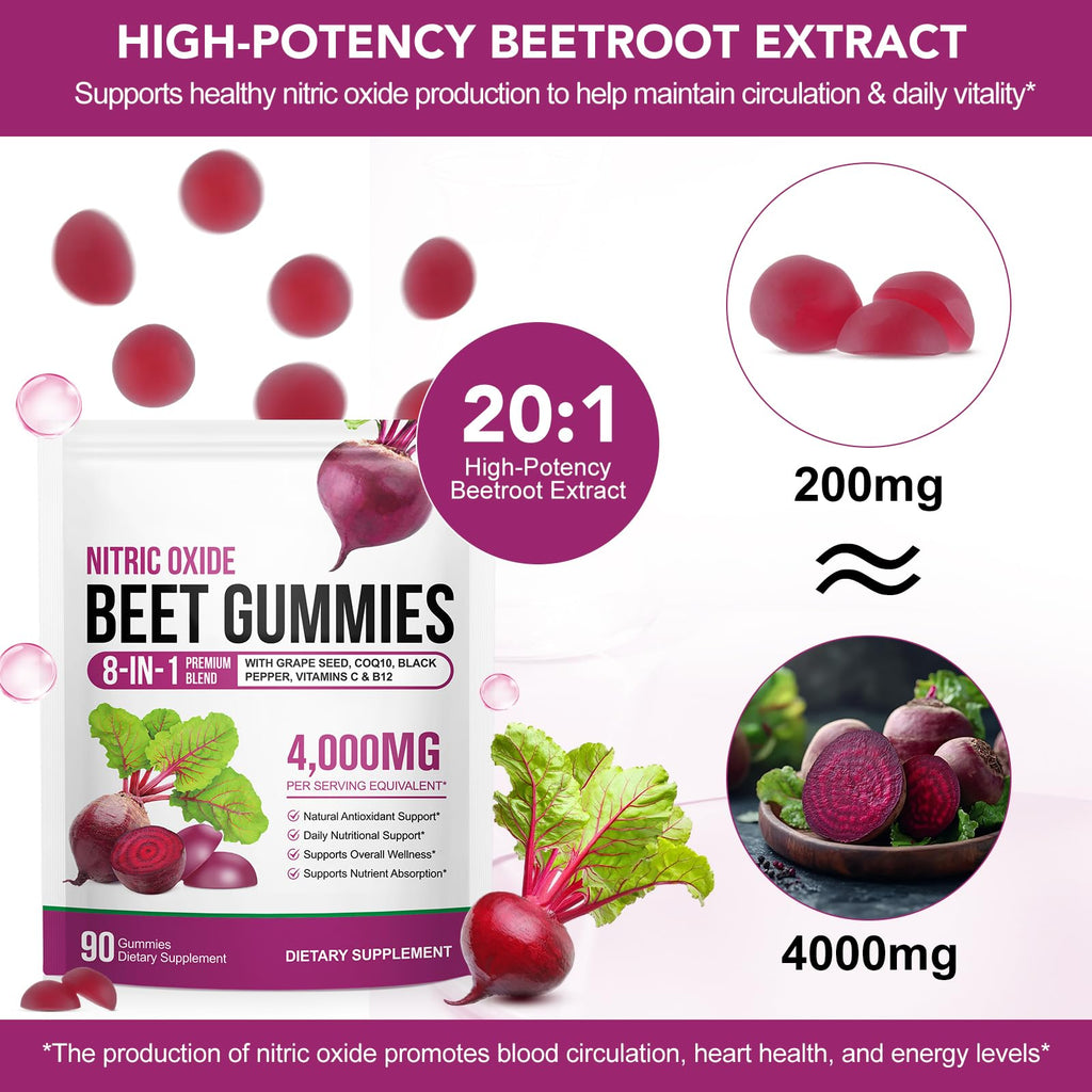 Beet Root Gummies with CoQ10 90 Soft Chews O924