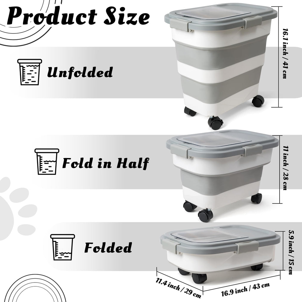 Collapsible Airtight Pet Food Storage Container with Scoop C54397