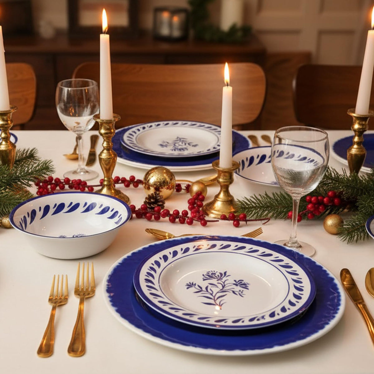 Blue 12-Piece Melamine Dinnerware Set B626335