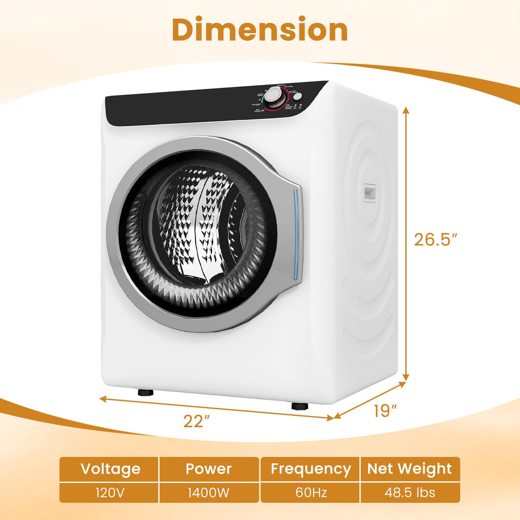 2.6 CU. FT. White Compact Electric Clothes Dryer with Stainless Steel Tub R87360
