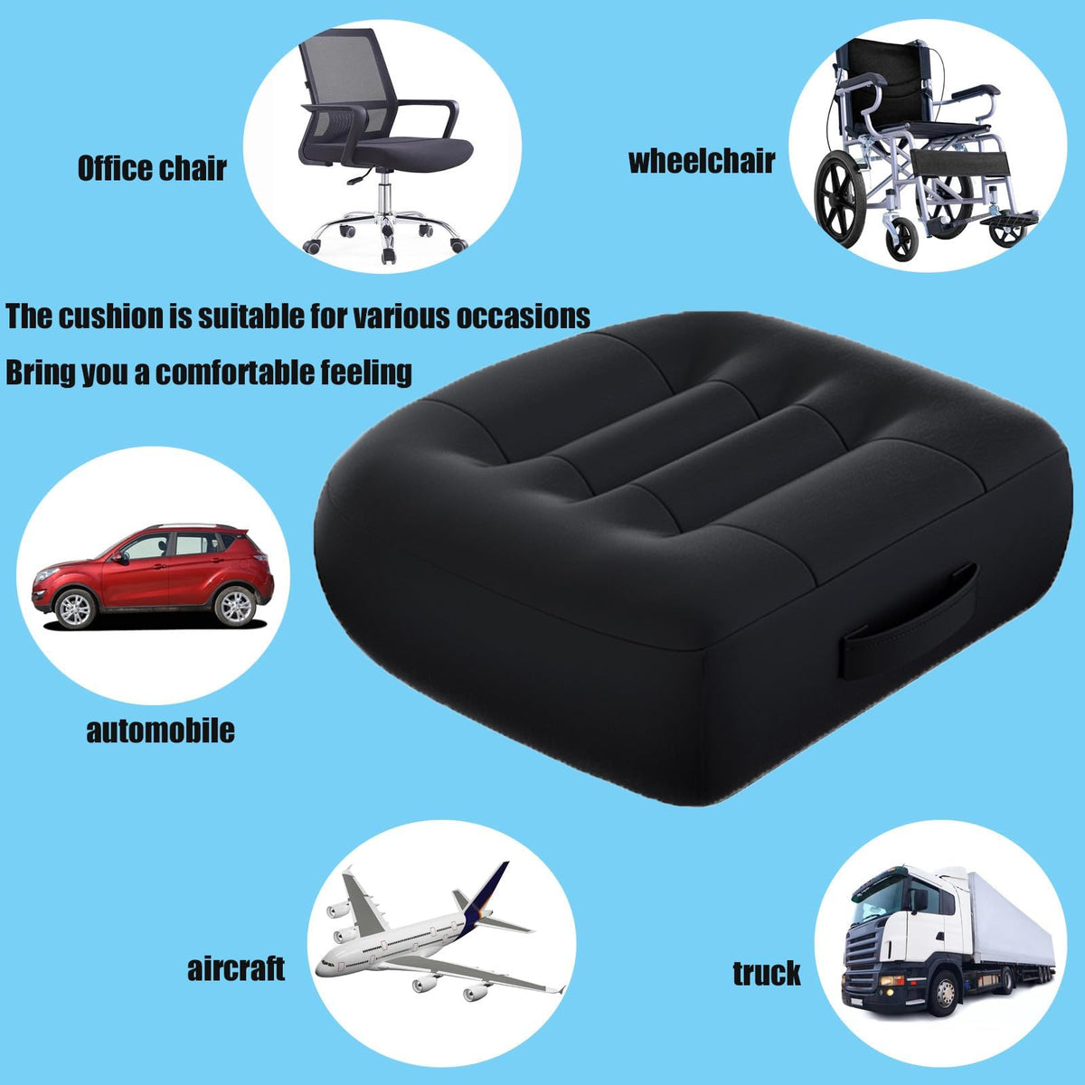 Black Inflatable Booster Seat Cushion W744