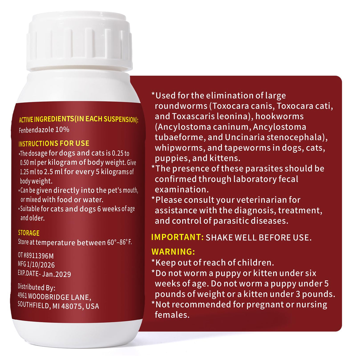 Fenbendazole Dewormer 100 ml Liquid C257