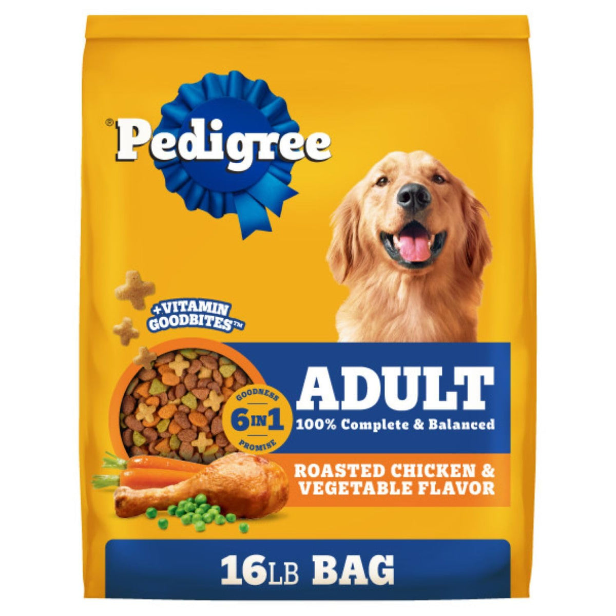 Adult Dry Dog Food Roasted Chicken Rice & Vegetable Flavor Kibble 16 lb. Bag B24801
