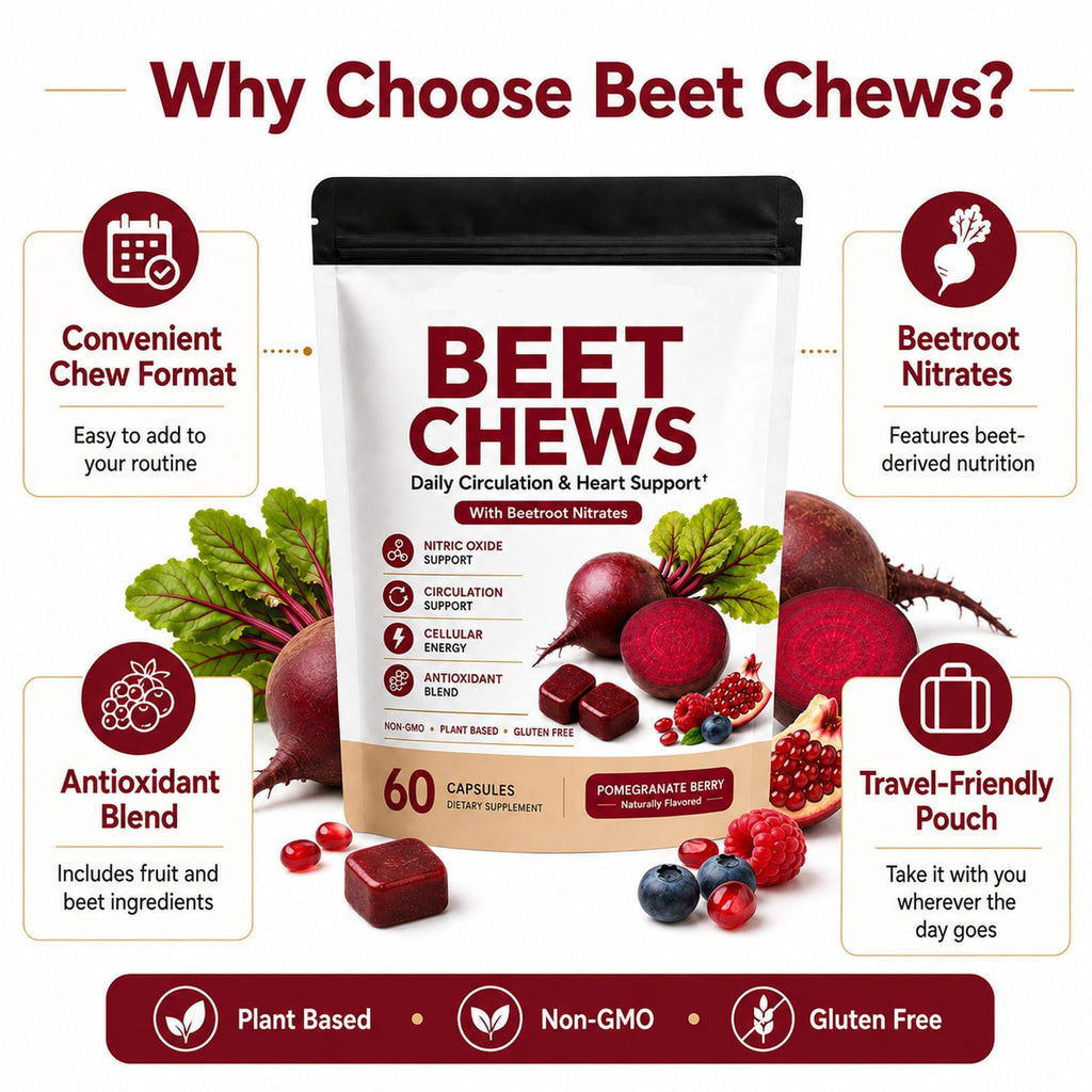 Beet Root Gummies with L-CoQ10 & Grape Seed, Berry Flavor, 60 Chew O29870