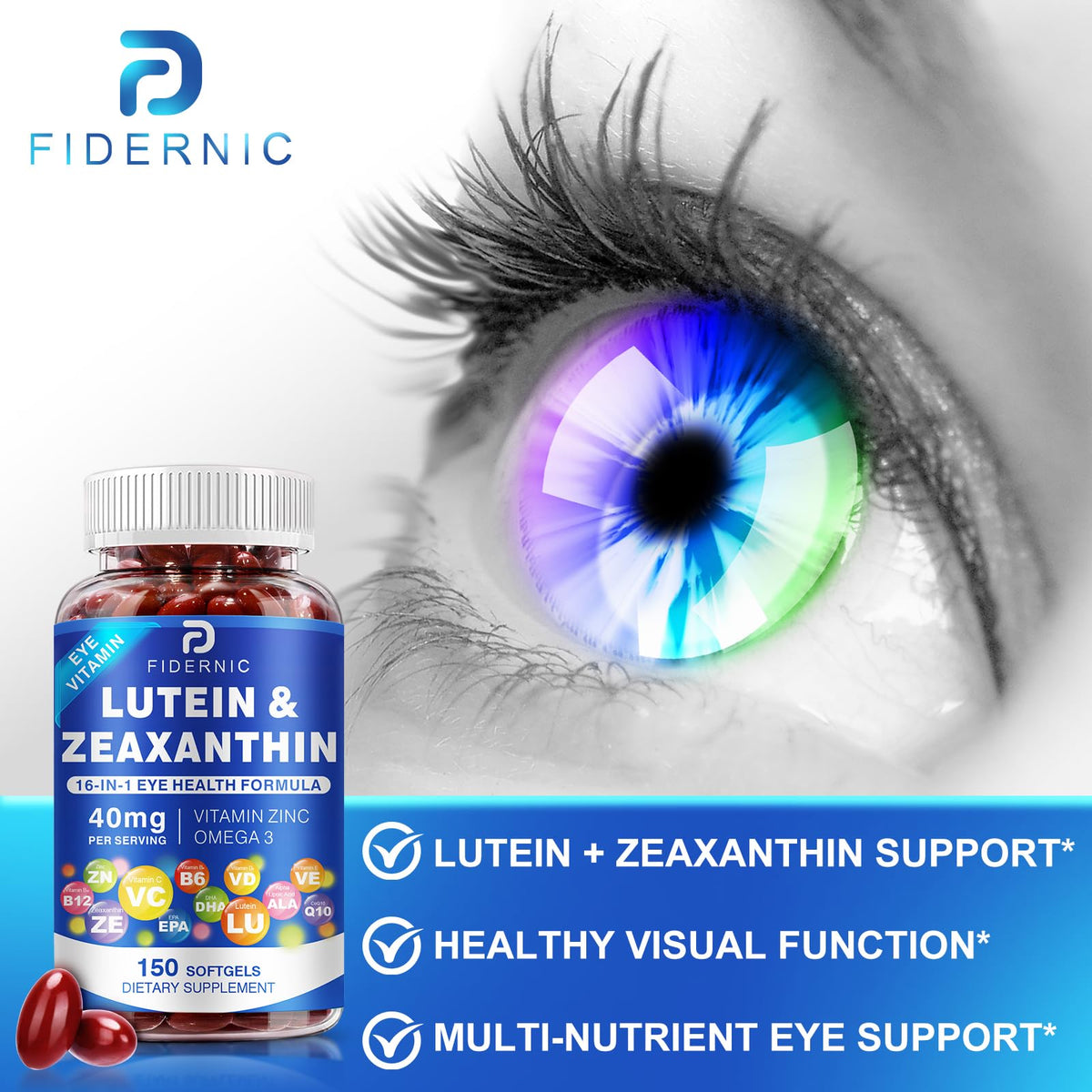 Lutein and Zeaxanthin Eye Vitamins 150 Softgels F28876