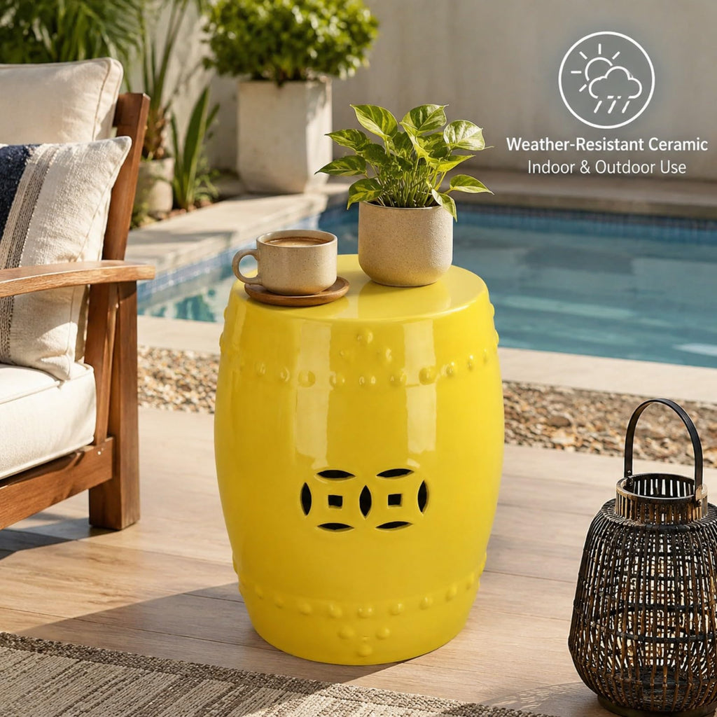 Hollow-Carved Ceramic Garden Stool M926750
