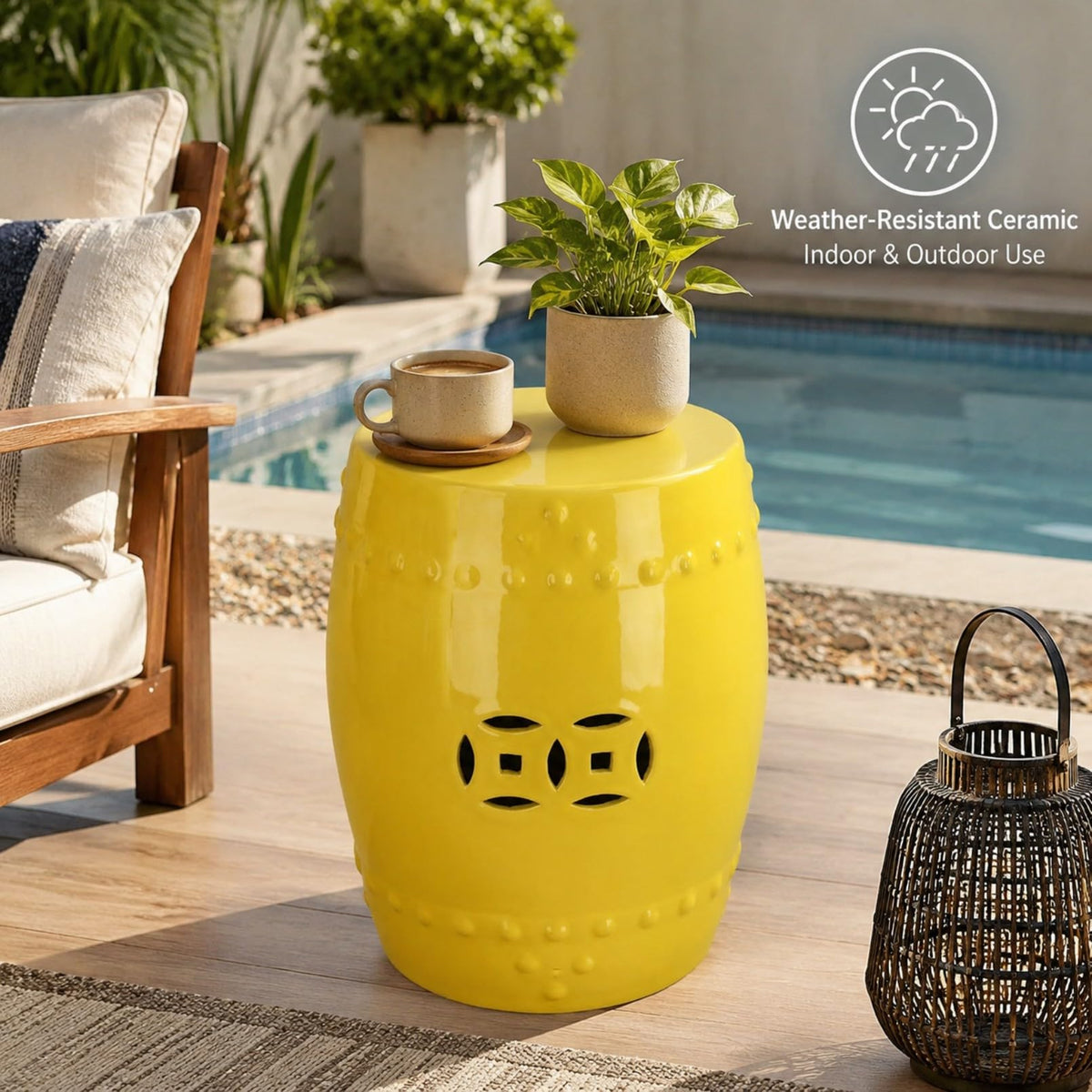 Hollow-Carved Ceramic Garden Stool M926750