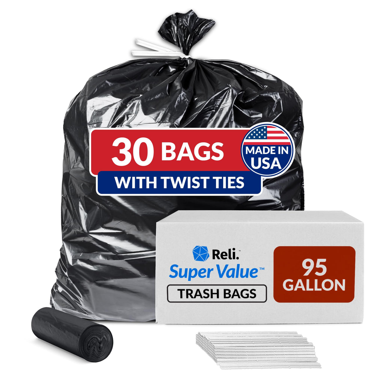 Black Heavy Duty Trash Bags 30 Count W271277