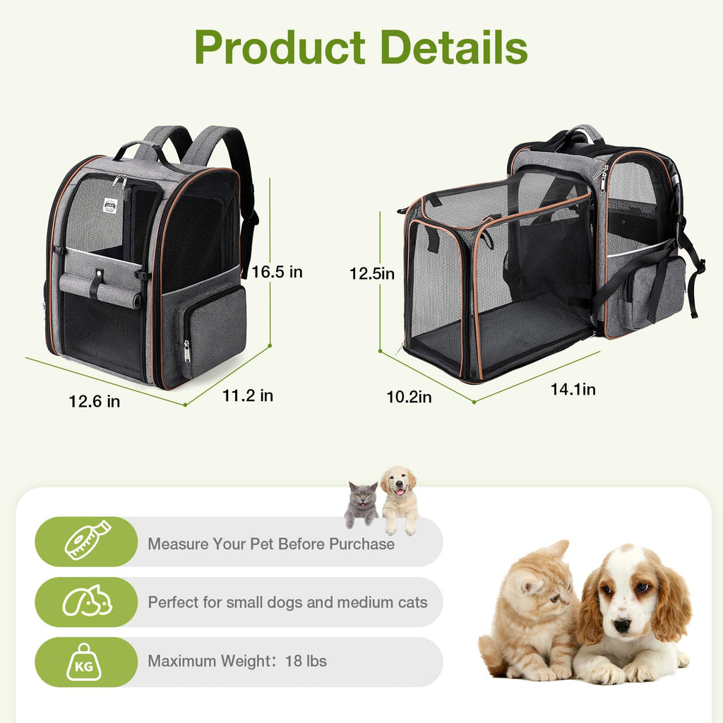 Expandable Cat Carrier Backpack with Sun Shade I839180