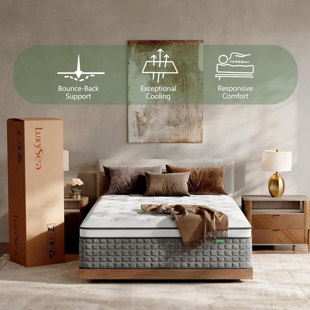 Full Size 12 Inch Medium Firm Hybrid Mattress in a Box X622