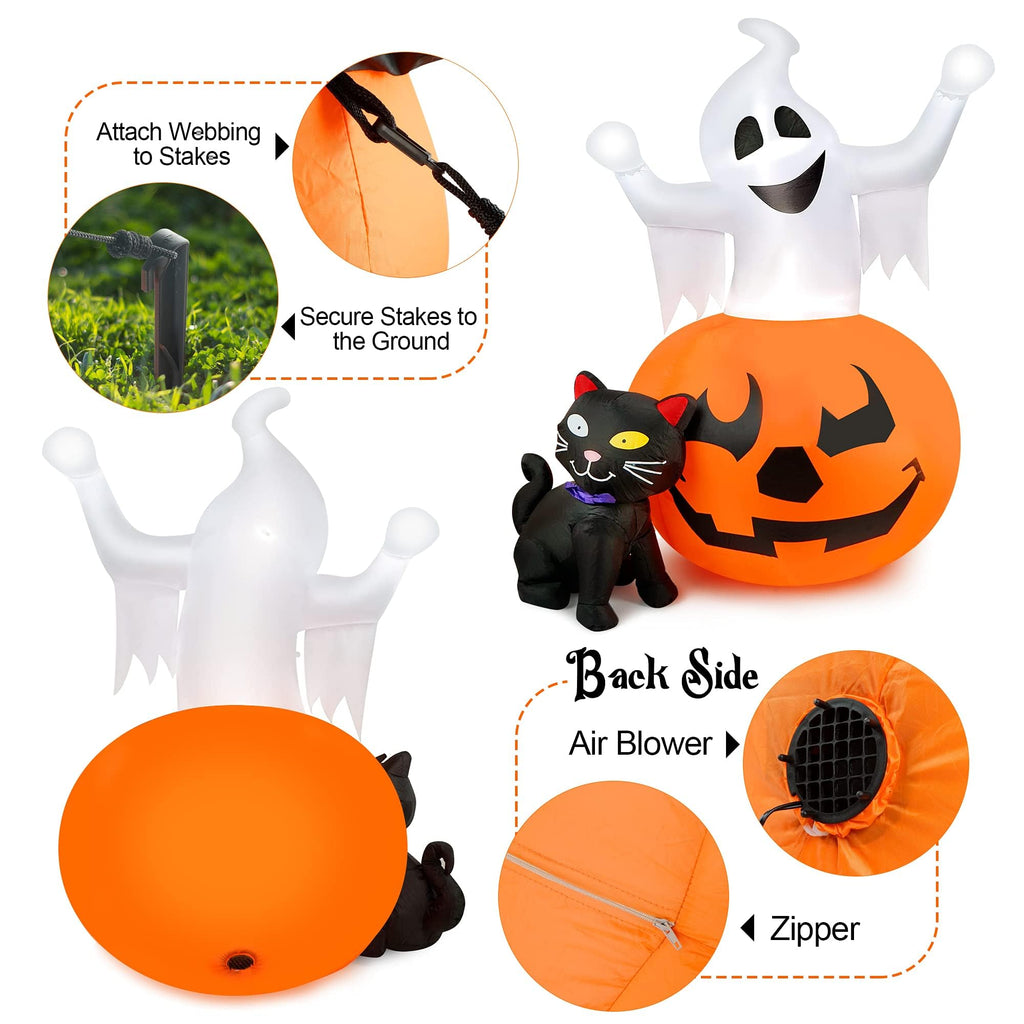 5 FT Halloween Inflatables Outdoor Ghost Pumpkin Black Cat Decor V5433