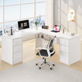 White L Shaped Desk with Drawers G368180